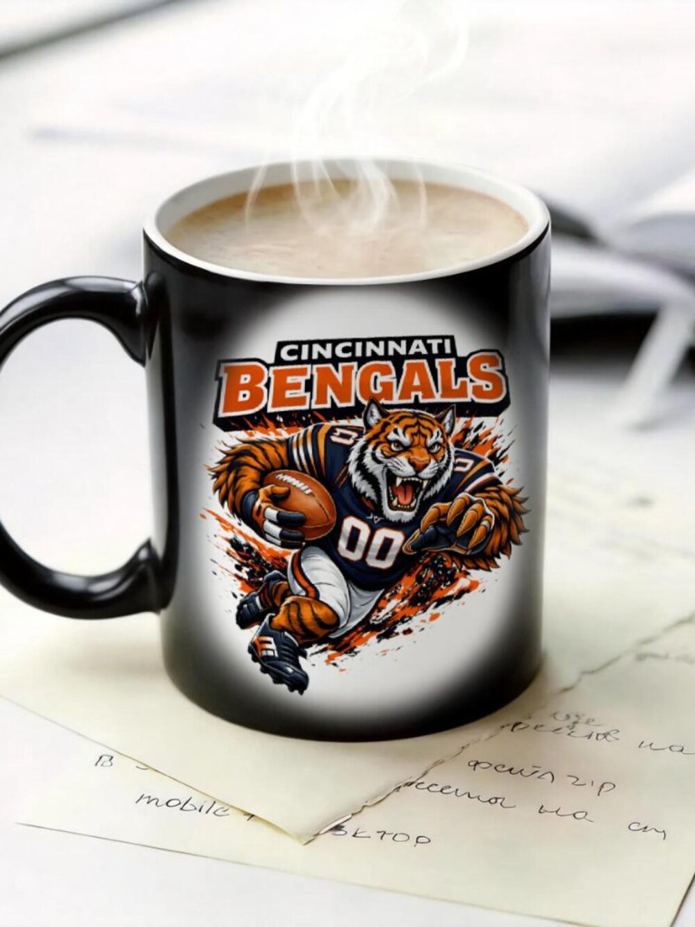 Cincinnati Bengals Matte Heat Changing Mug NFL Fan Cup 11oz